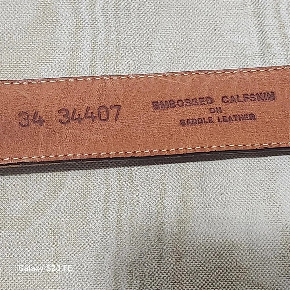 Brighton Leather Belt Men 34 Brown Croc Embossed Calfskin Solid Brass Buckle USA